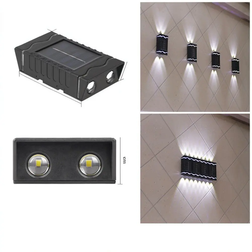 Modern Solar Wall Light Waterproof Outdoor Garden Lighting Fixture For Yard Fence Pathway Decor Up Down Beam Bright Lamp