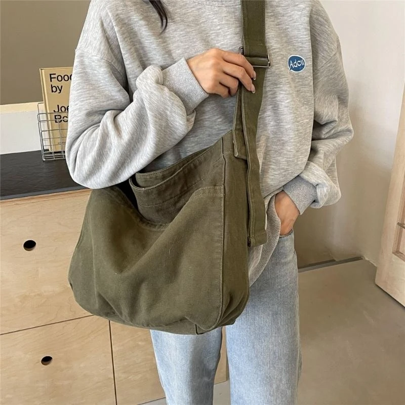 

A3PE 2024 Bag Large Capacity Crossbody Bag Solid Color Canvas Shoulder Bags
