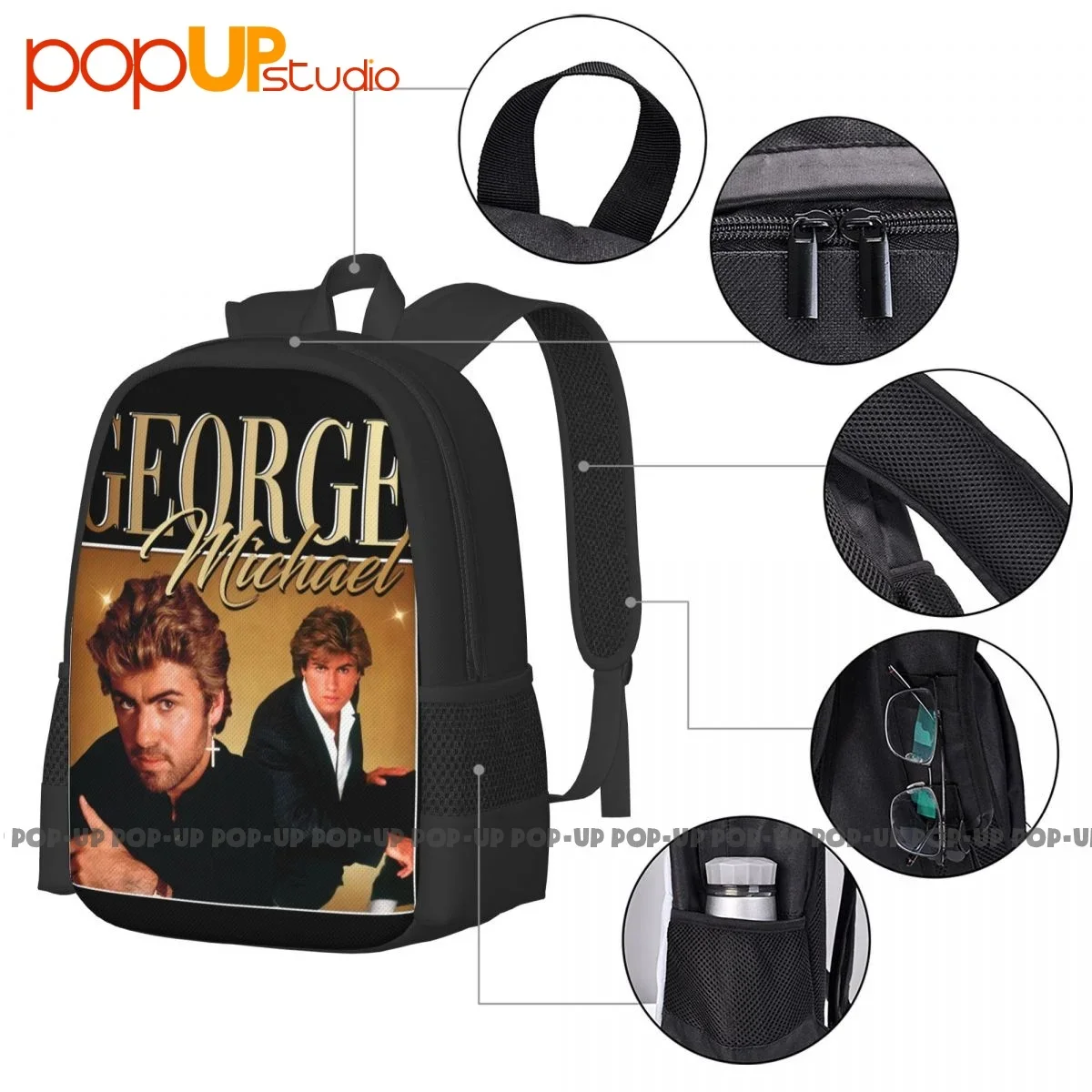 George Michael Backpack Large Capacity Gym Art Print Shopping Bag Clothes Backpacks