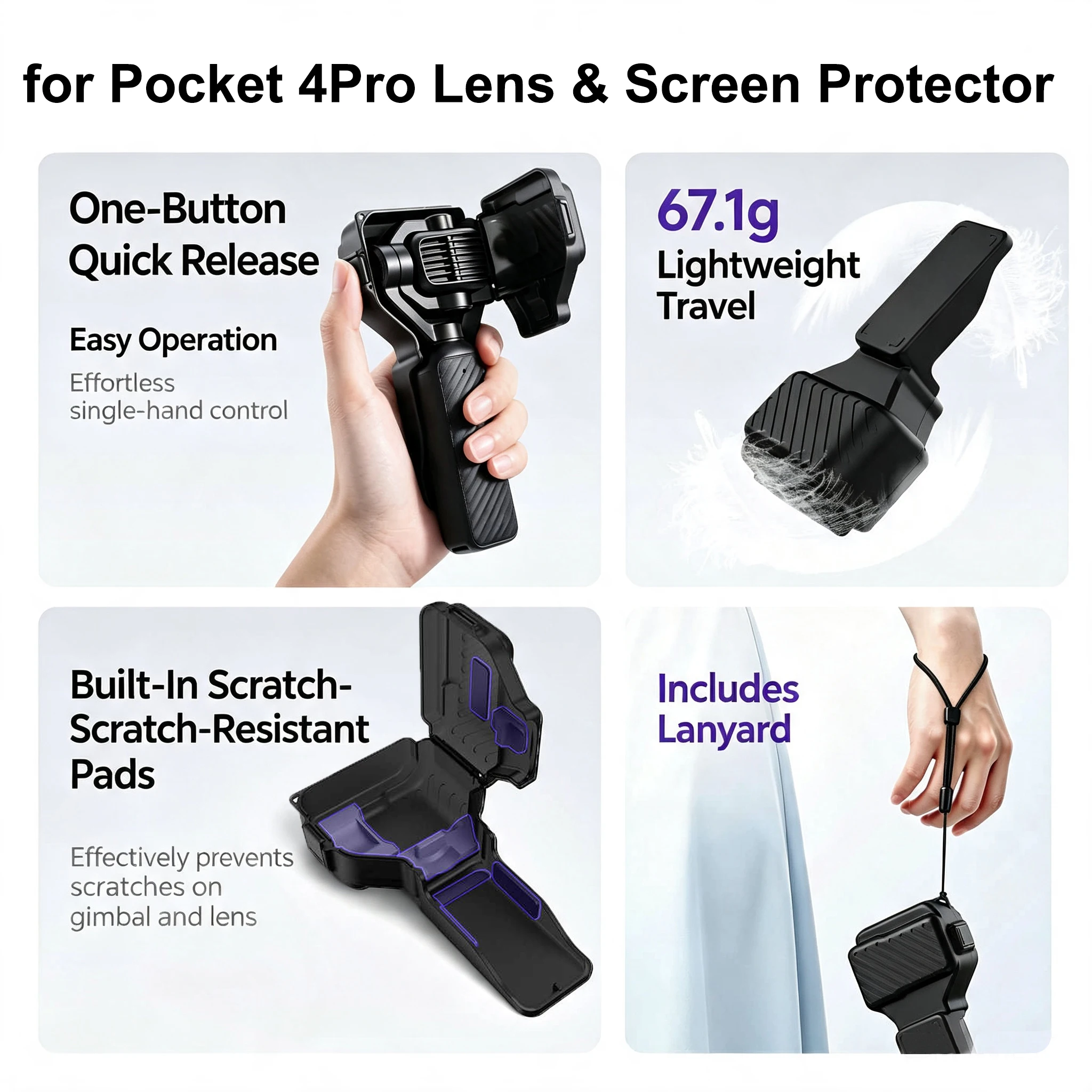for DJI Pocket 4 Pro Magnetic Gimbal Protective Cover One-Key Quick Open Precision 1:1 Mold Ultra-Light 67.1g Scratch-Free ABS