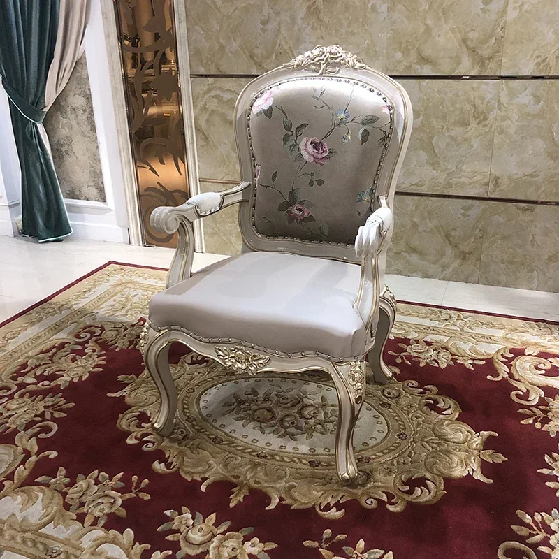 

European style solid wood leisure chair balcony single sofa chair living room chair Sales Office negotiation