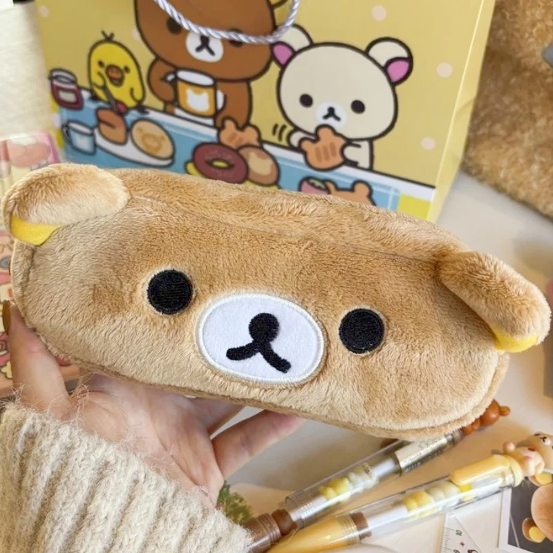 Kawaii Cute Rilakkuma Cartoon Pencil Cases For Girl Gifts Cartoon Bear Pencil Pouch Organizer Pen Bag School Stationeries Gifts