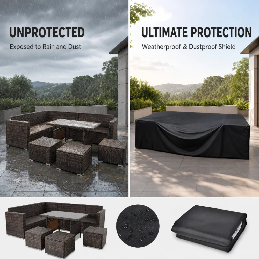 General Size Oxford Cloth Furniture Dustproof Cover For Rattan Table  Chair Sofa Waterproof Rain Garden Patio Protective Cover