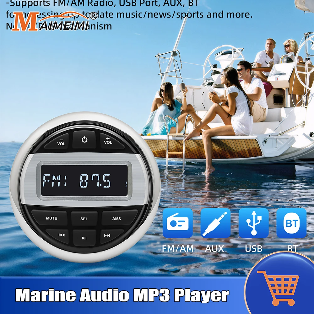 

Boat Radio Media Player Marine Stereo MP3 Waterproof Bluetooth-compatible Audio Radio FM AM Receiver Fit for ATV UTV SPA RZR