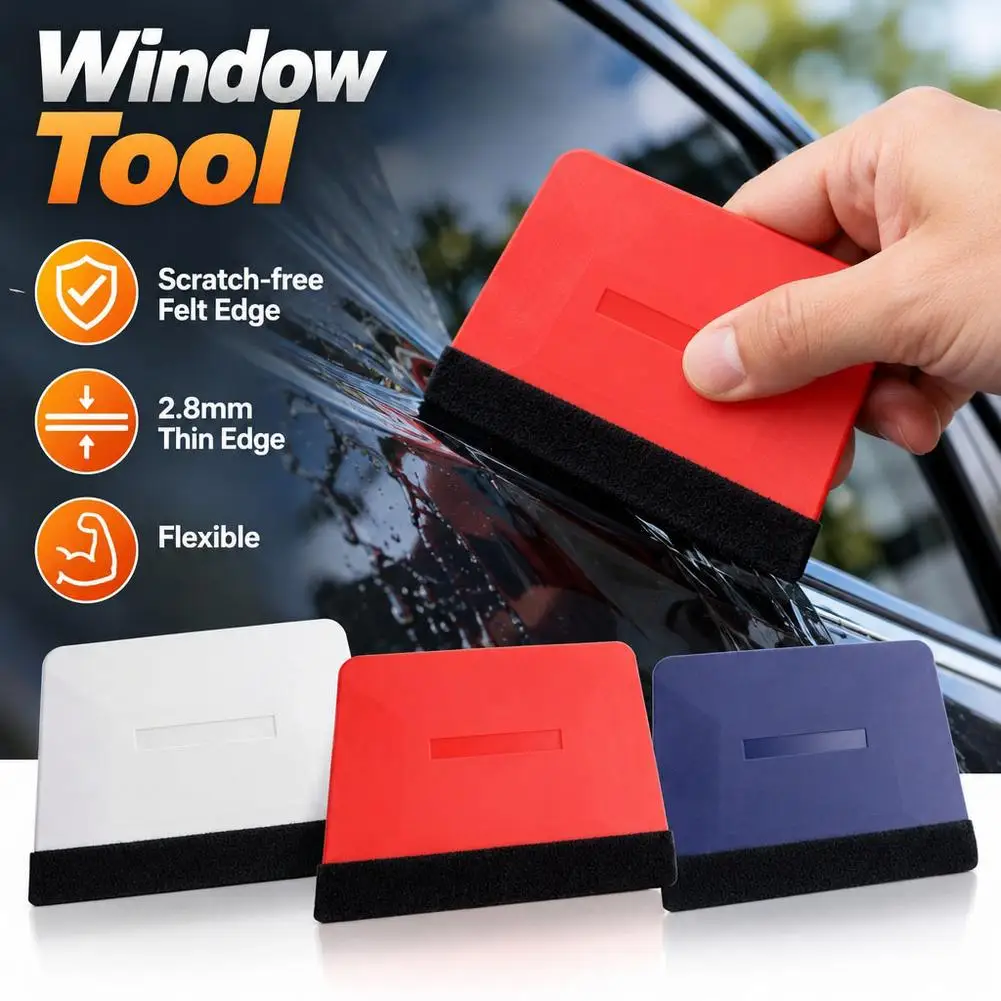 Car Vinyl Wrap Squeegee with Felt Edge Anti-Scratch Auto Window Tint Squeegee Plastic Film Scraper Wrapping Application Tool