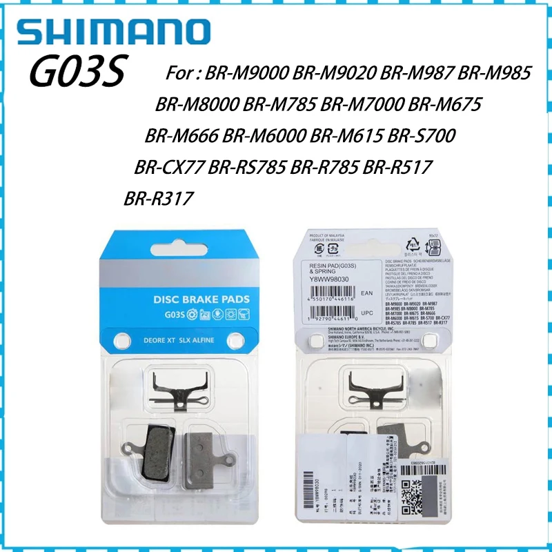 Shimano G03S MTB Resin Disc Brake Pads DEORE XT SLX G03S Resin Brake Pad Mountain M9020 RS785 M7000 M8000 M9000 M6000 Brake Pad