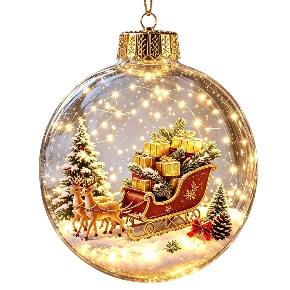 Transparent Christmas Ball Ornament Lightweight Durable Clear Sphere Bauble 2D Flat Pattern Compact Holiday Tree Decor