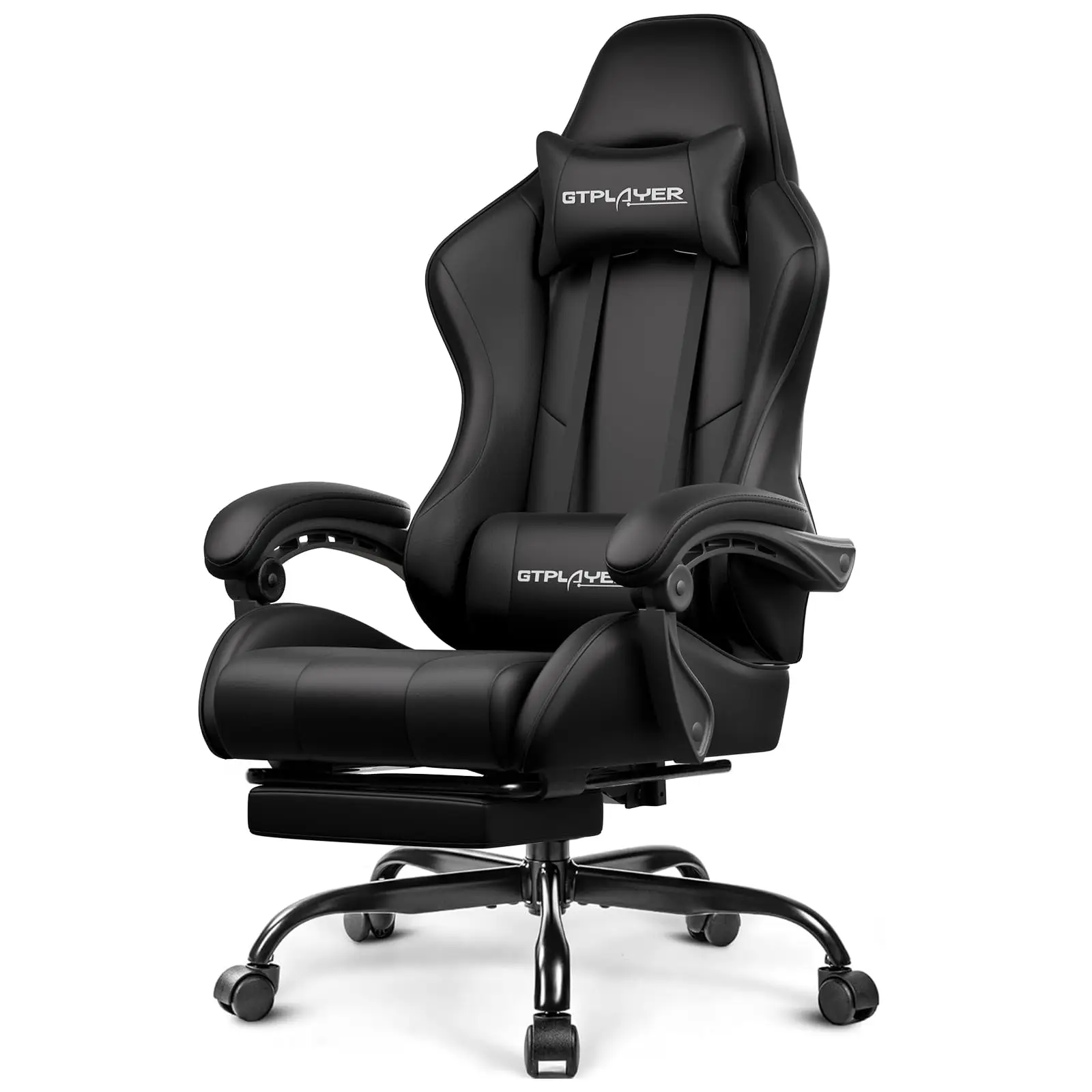 Gaming Chair, Computer Chair with Footrest and Lumbar Support, Height Adjustable Game Chair with 360°-Swivel Seat and