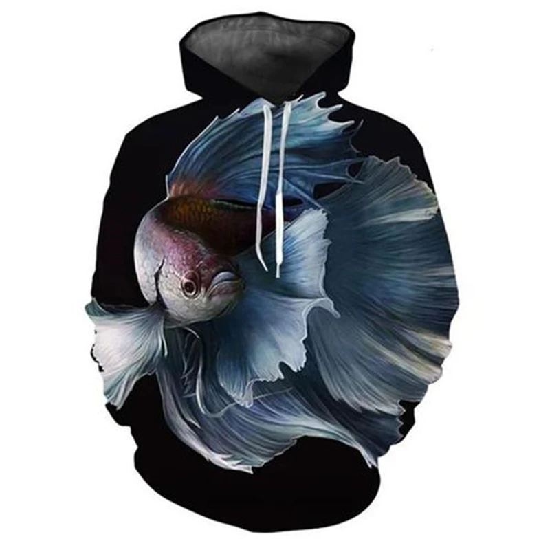 3D Autumn New Men's Goldfish Print Hoodie Unisex Colorful Fashion Animal Fish Pullover Casual Oversize Sweatshirts Street Wear