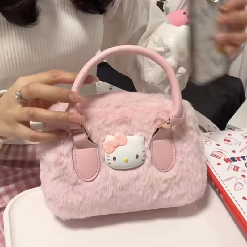 

Cartoon Hello Kitty Handbag Sanrio Exquisite Small Plush Crossbody Bags Personality Niche Fashion Shoulder Bag Girl Storage Bag