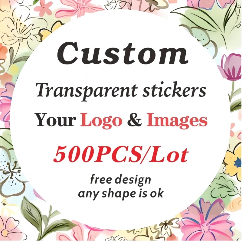 

500PCS Transparent Stickers Custom Stickers and Customized Logo Wedding Birthday Baptism Stickers Design Your Own Logo Stickers