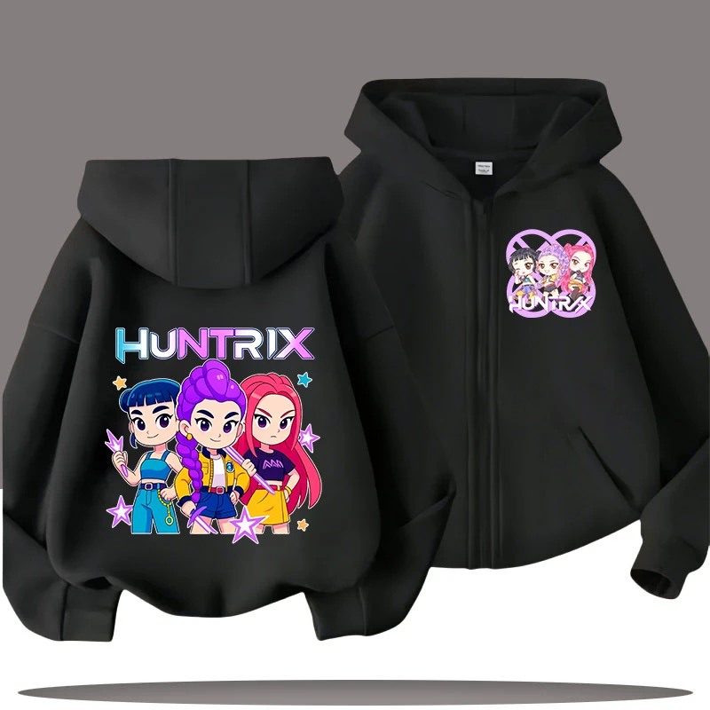 K-pop Demon Hunters Kapmantel voor Kind Anime Huntrix Rumi Zoey Cartoon Mode Zip Jas Jongen Meisje Leuke Top Kinderkleding Gift