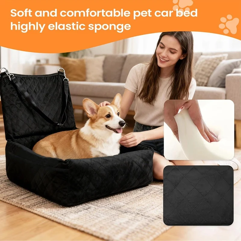 

Автокресло для домашних животных Сиденье для домашних животных с 2 боковыми карманами Автомобильная подушка для щенка для автомобиля RV SUV Грузовик Переднее и заднее сиденье для путешествий B-A27R