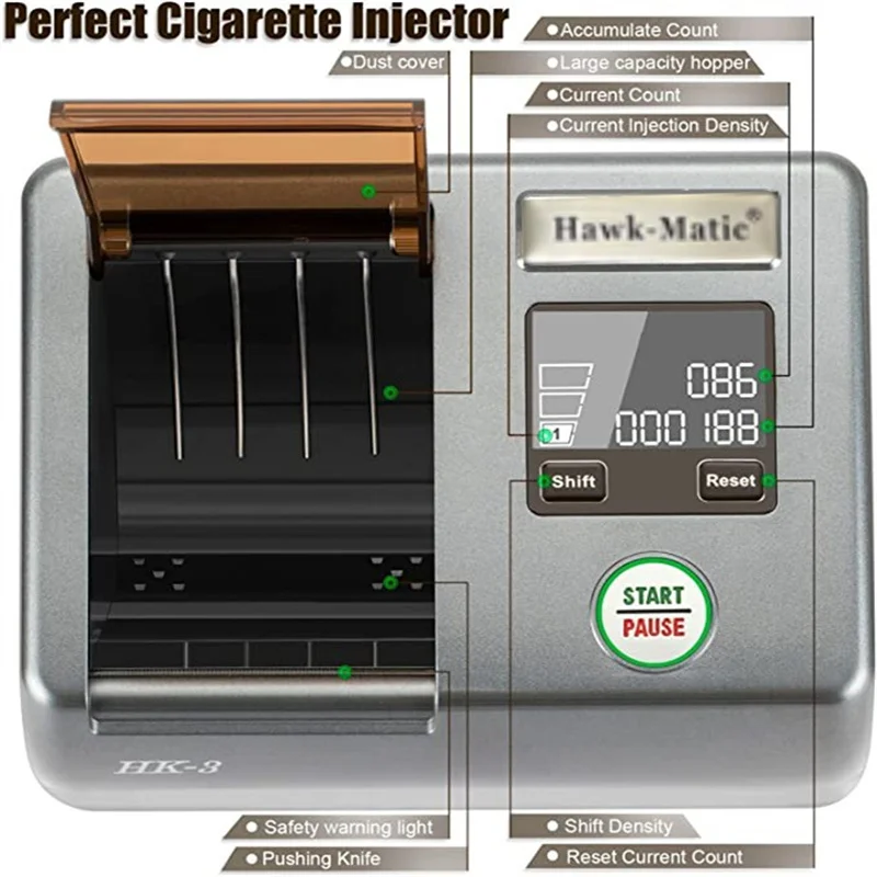 HK3+ Fully Automatic Electric Cigarette Injector Machine with Tobacco  Rolling Tray Tobacco Filling Maker Smoking Accessories