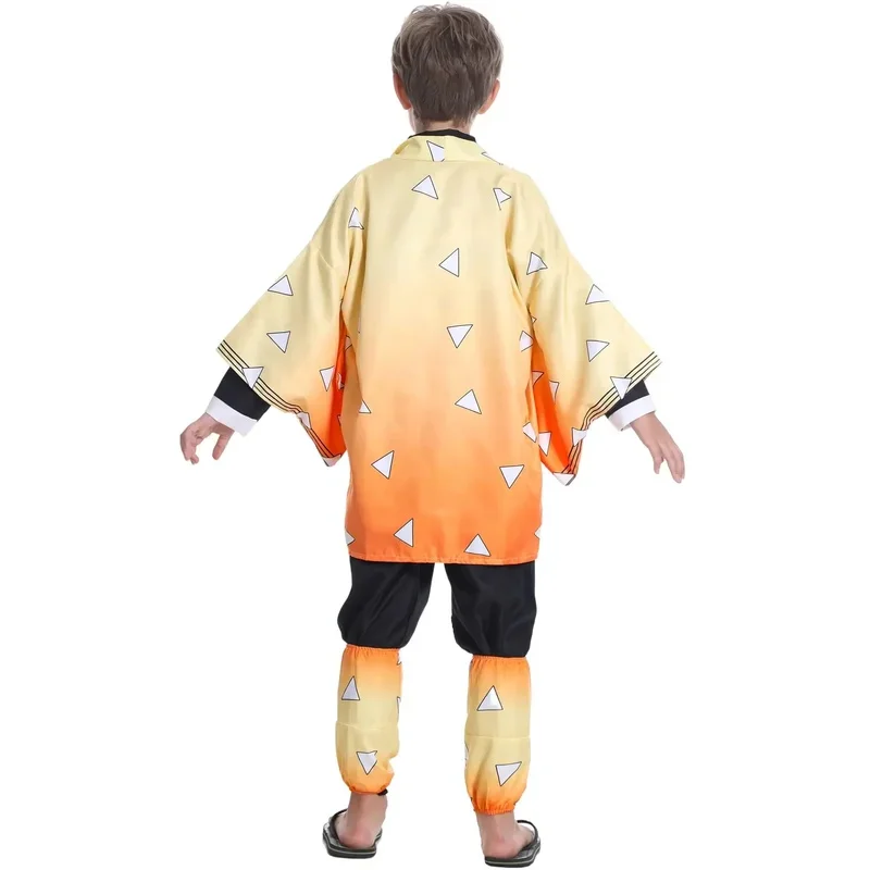 2025 11 Disfraz de cosplay de anime Demon Slayer Agatsuma, anime Kimetsu No Yaiba Zenitsu, pelucas de Sutis de Halloween