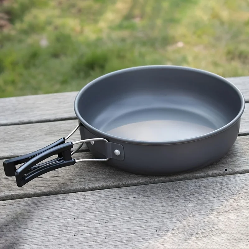 1pc Non-stick Frying Pan For Camping And Picnic, Stainless Steel Pot, Portable Folding Camping Pot, Multi-functional Utensils