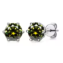 Luxury Diamond Stud Earrings 1CT VVS Moissanite Fine S925 - Yellow Green