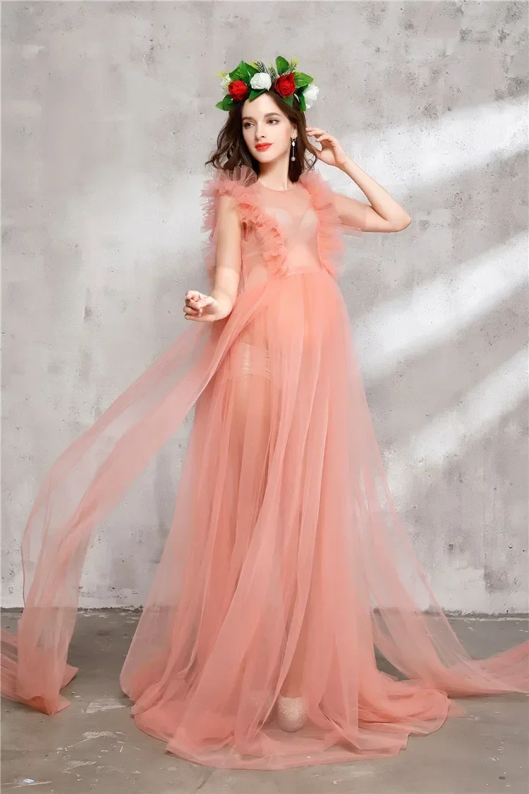 Flying Maternity Shoot Dress Pregnancy Photography Props Maxi Long Dress Organza Gowns for Photo Shoot  Pregnant Shooting