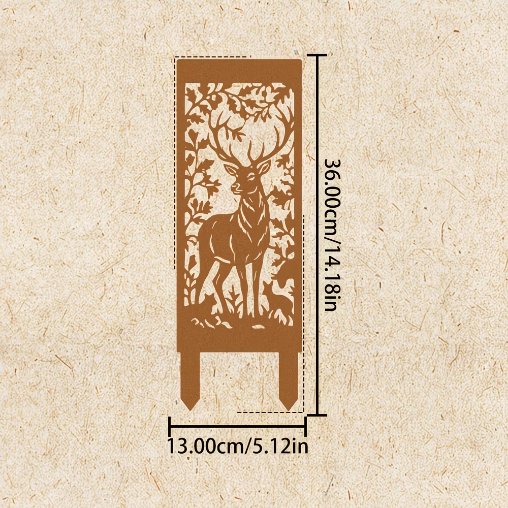 1-Piece Rustic Metal Garden Stake, Decorated with a Wild Deer Pattern, Functions as Both a Climbing Vine Support and a Decorative Garden Screen; Suitable for Enhancing the Aesthetics of Garden Flower Beds, Planters, Patios, Balconies, and Fences
