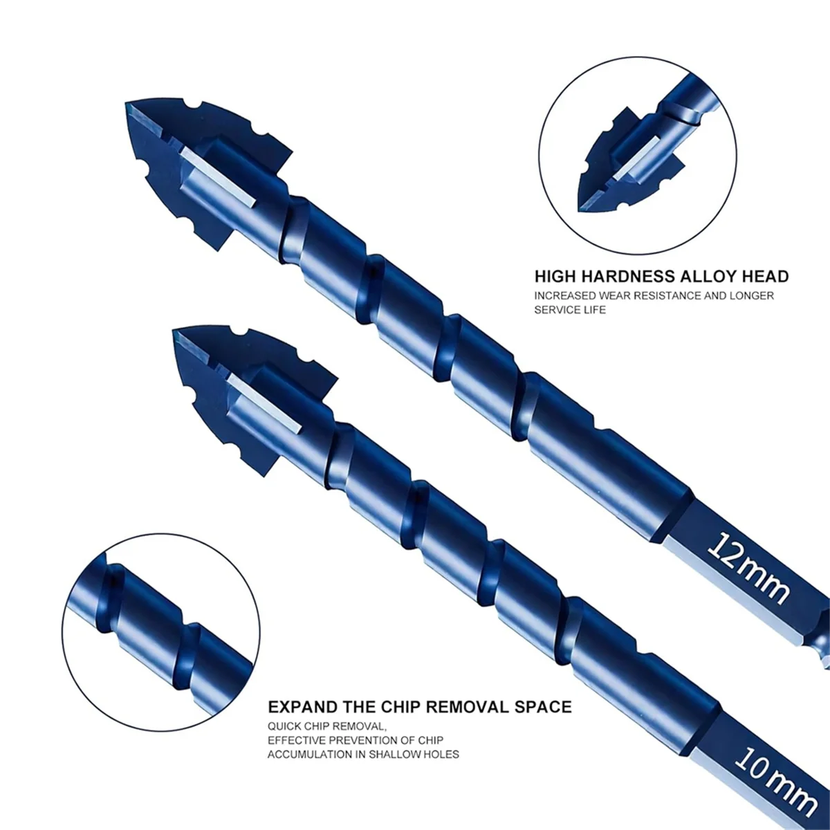 

AA25 Professional Carbide Tipped Masonry Drill Bit Set 5PCS - Ideal for Tile, Glass, Brick, Wood, and Plastic