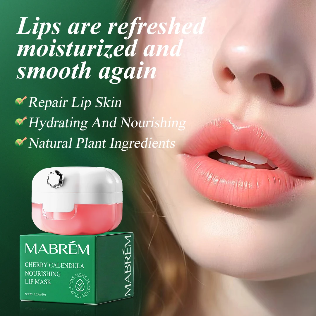 

Lip Mask Night Sleep Moisturizing Maintenance Lips Balm Cherry Flavor Nourish Relieve Dryness Protect Lips Care 10g 2pcs