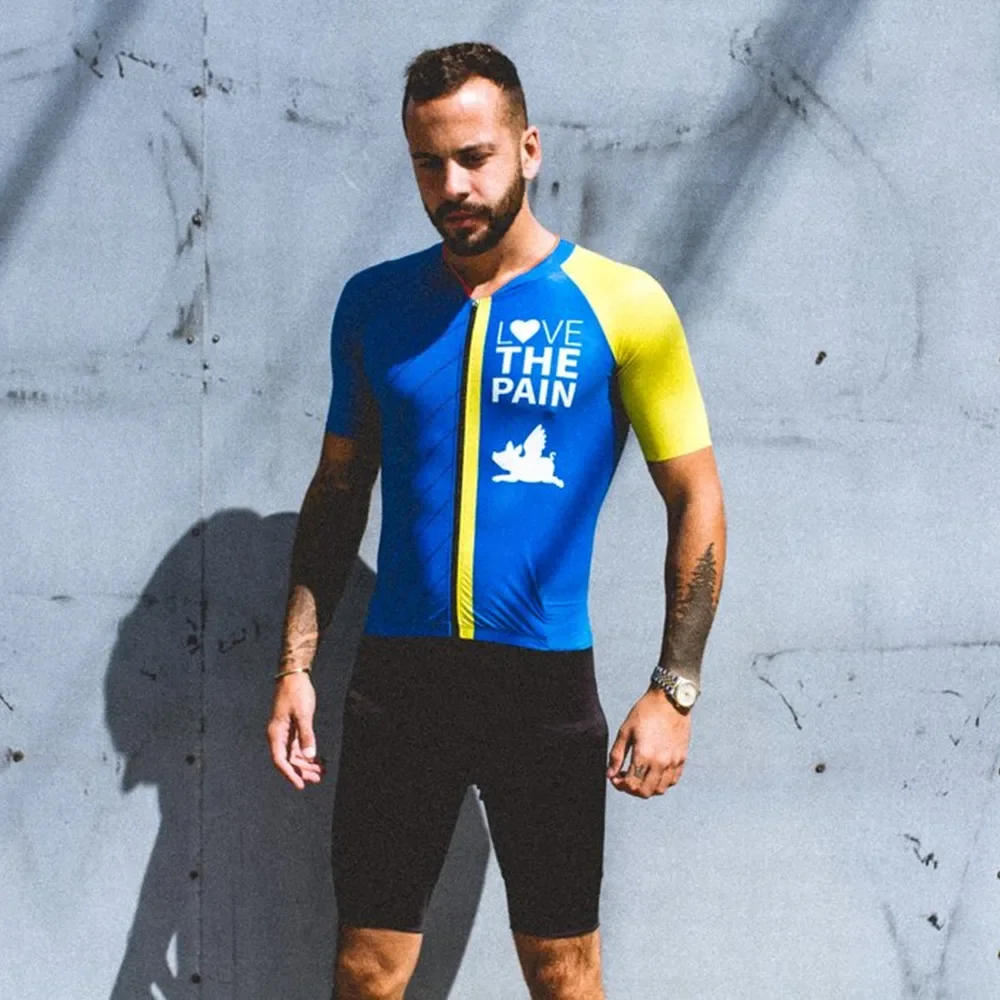 Love The Pain-traje de Ciclismo para hombre, Conjunto de Jersey y pechera 9D, Ropa personalizada para bicicleta, Maillot y Culotte