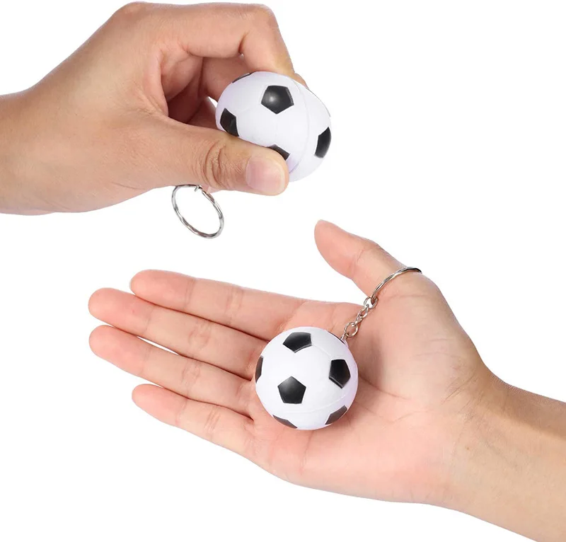 PU Leather Soft Foam Sponge Ball Keychain Football Basketball Soccer Squeeze Stress Ball Relief Toys Anti Stress Ball Fidget Toy