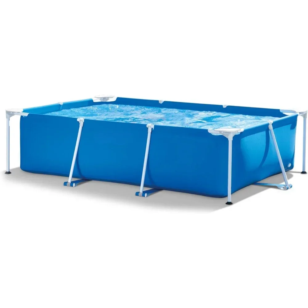 

8.5ft X 26in Rectangular Frame Above Ground Quick Easy Set Up Backyard Outdoor Swimming Pool With Drain Plug for Ages 6 and Up