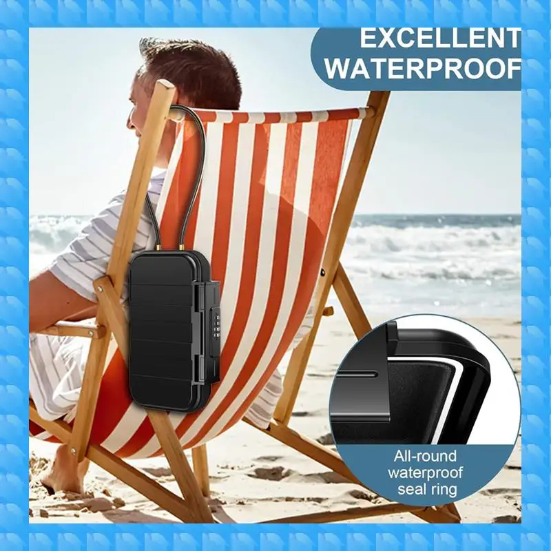 ETRT Portable Waterproof Mini Safe, Beach Travel Safe, Combination Safe Anti-Theft Lock Box With Detachable Wire Rope