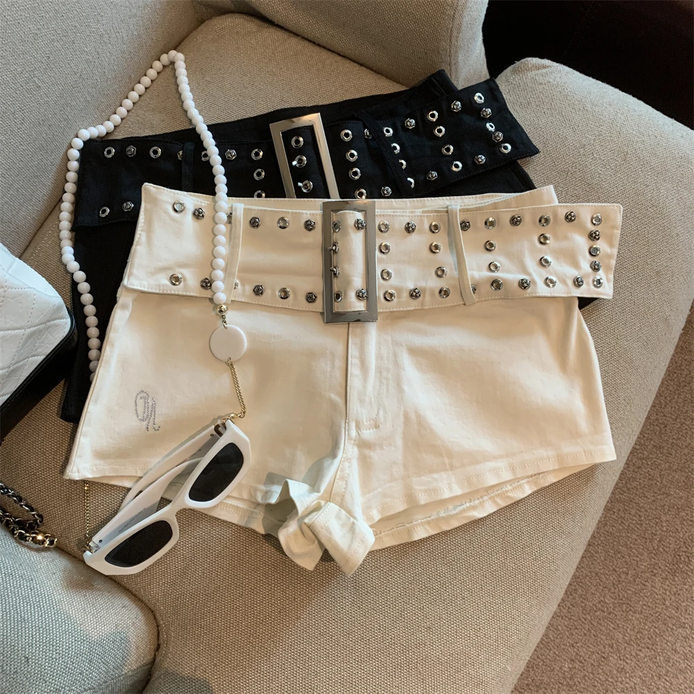 

Summer Women Harajuku Gothic Goblin Core Denim Shorts Cyber Punk Kpop Grunge 2000s Aesthetic Jean Hot Pants Tide Dark Academia