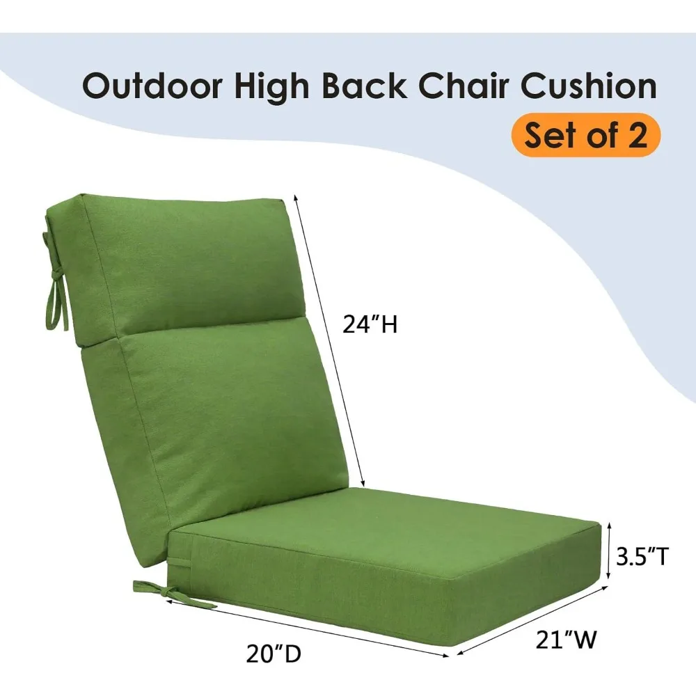 وسائد مقعد وسادة كرسي عالية الظهر للاستخدام الخارجي، وسائد أثاث فناء مقاومة للماء ومقاومة للبهتان مقاس 44 × 21 بوصة مع أربطة لـ #5