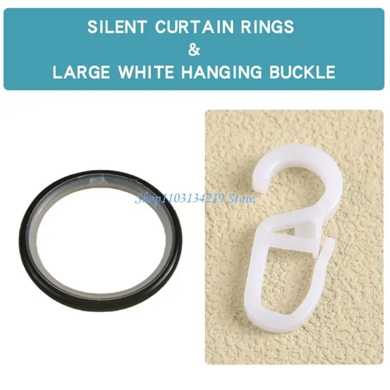 N5KC Metal Curtain Clip Rings with Rubber Insert and Hooks, 100-Piece Hardware Set for Smooth Opening, Closing, Hanging, and
