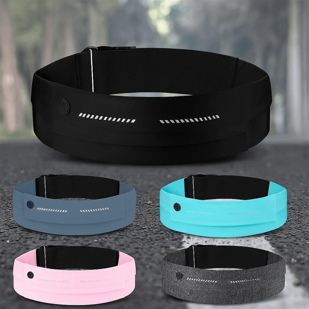 

Ultra-Thin Sport Mobile Waist Bag Close Fitting Night Reflection Running Waist Bag High Elastic Storage Sports Phone Bag