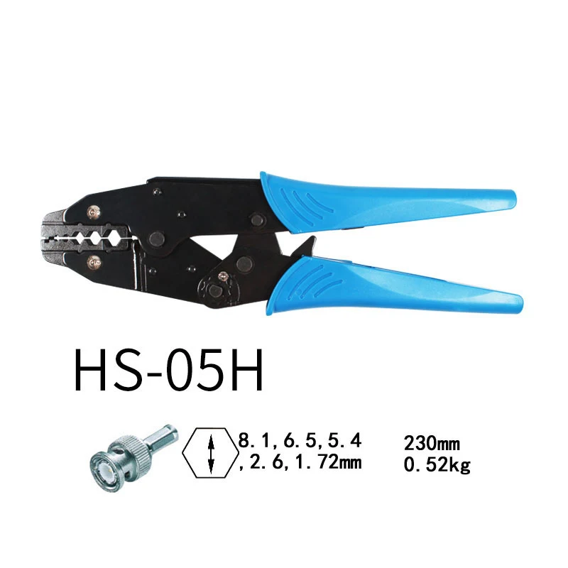 HS-05H coaxial cable terminals crimping tool RG8 RG213 cable crimp tool 11/8.2/5.4mm coax connectors crimping plier