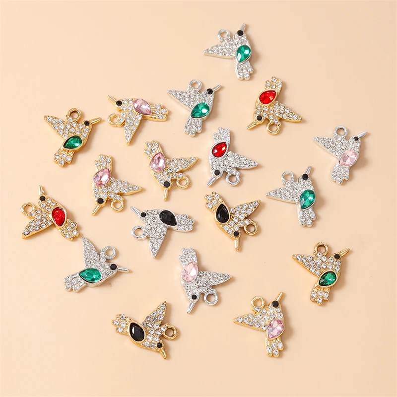 20pcs 16x17mm Cartoon Crystal Alloy Animal Bird Charms Pendants for Jewelry Making Drop Earrings Necklaces DIY Craft Accessories