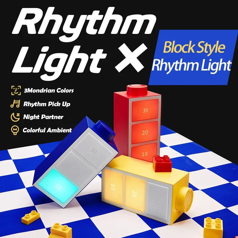 PowerUP 3Mode RGBCW Night Light&Rhythm Battery Indicator Design Symphony Pick Up Sound Control Music Ambient Light for Desk/Kids