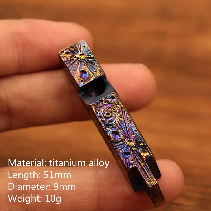 Limited Edition Titanium Alloy Whistle Hand Carved Starry Sky EDC Outdoor Survival Referee Whistle