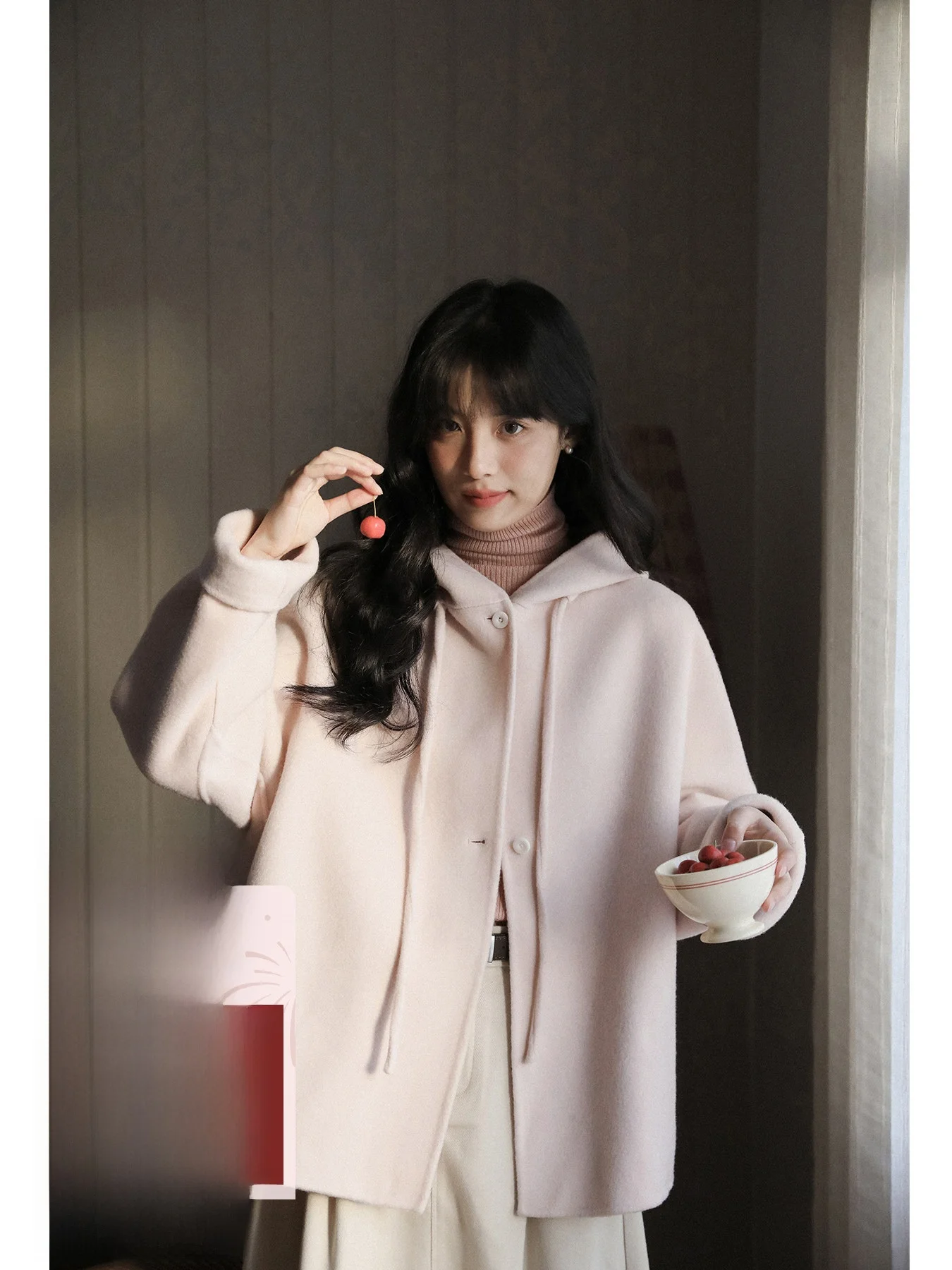 

Двустороннее шерстяное пальто Sakura, 100% кашемир, с капюшоном, женское зимнее, маленького размера, шерстяная куртка для повседневной носки, прямого кроя