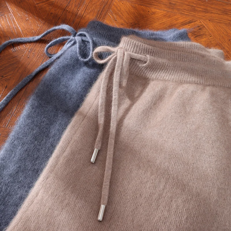 100% المنك الكشمير السراويل الخريف الشتاء جديد الرجال مرونة الخصر الكشمير السراويل الشباب الراقية الدافئة خارج طماق سميكة عادية #6