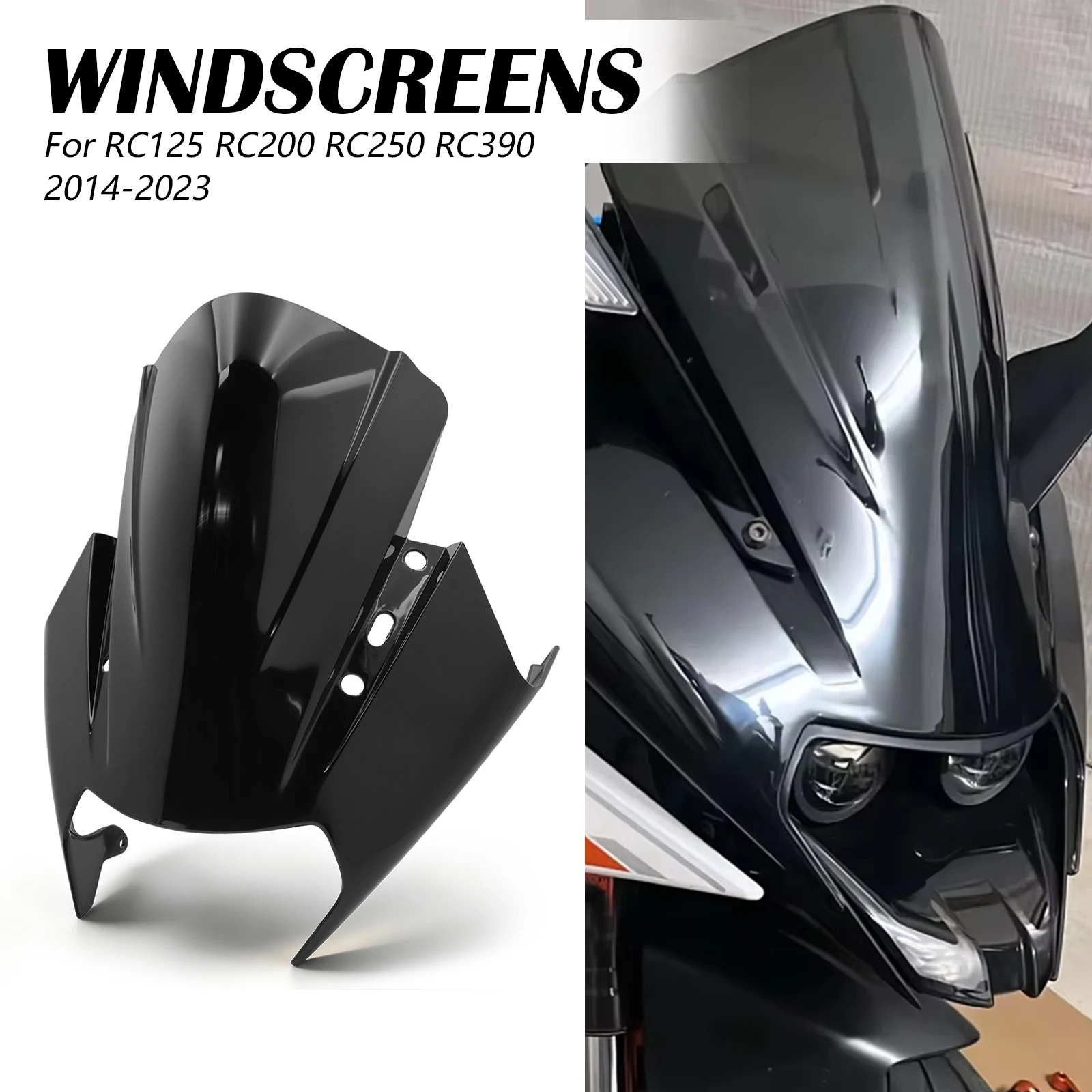 Motorrad-Touring-Windschutzscheibe, Doppelblasen-Windschutzscheibe, Windabweiser, Zubehör für RC125 RC250 RC200 RC390 2014–2023