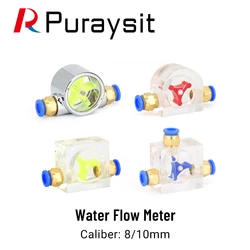 Puraysit Water Flow Meter Monitor Indicator G1/4 Spindle Motor Água-Cooled Caminho Sistema conectado a tubulação de água de 8mm