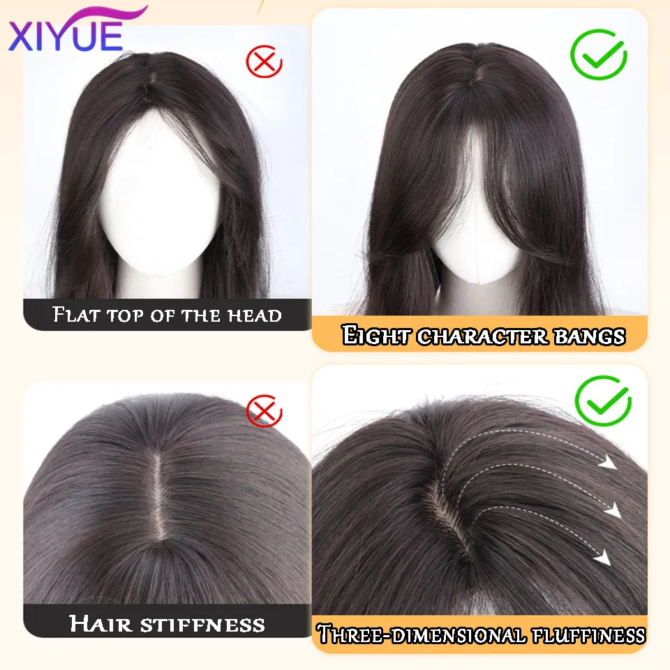 XUTYE-Conjunto de Cabeça Cheia de Cabelo Comprido Feminino, Cabelo Sintético Natural, Ondulação D'Água, Topo Diário