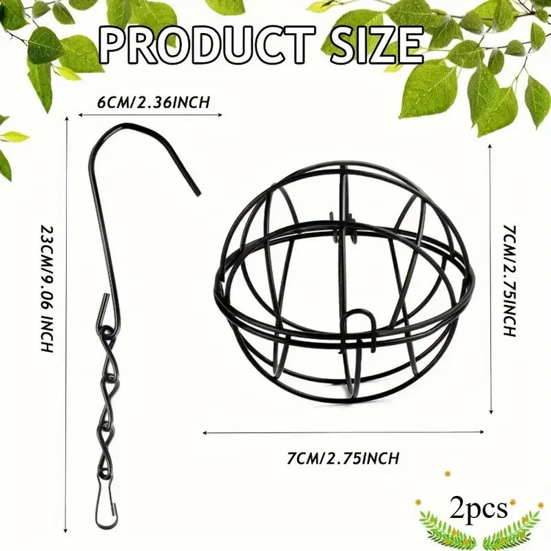 2Pcs Metal Ball Bird Feeder Set With Hanging Chain Squirrel Proof Bird Feeders For Outdoor Garden Hummingbird Feeders