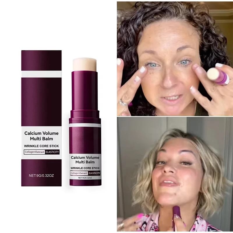 Bálsamo múltiple con volumen de calcio, barra coreana para el cuidado de la piel, crema facial y para ojos, colágeno, hidratación profunda, antiarrugas, adecuado para premaquillaje