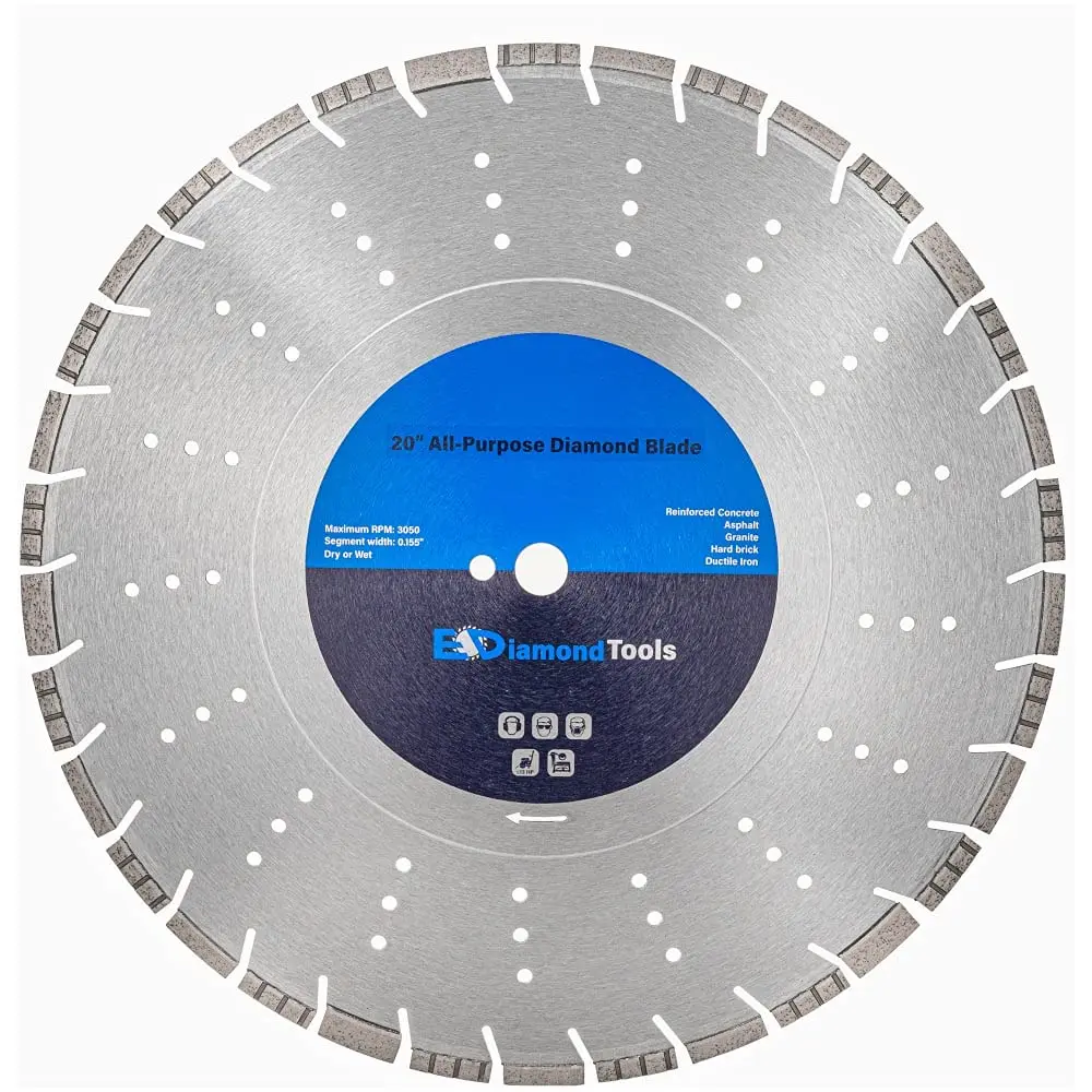 All Purpose Diamond Saw Blades for Hard/Reinforced Concrete, Asphalt, Granite, Terrazzo, Ductile Iron Piping, 7-5/8