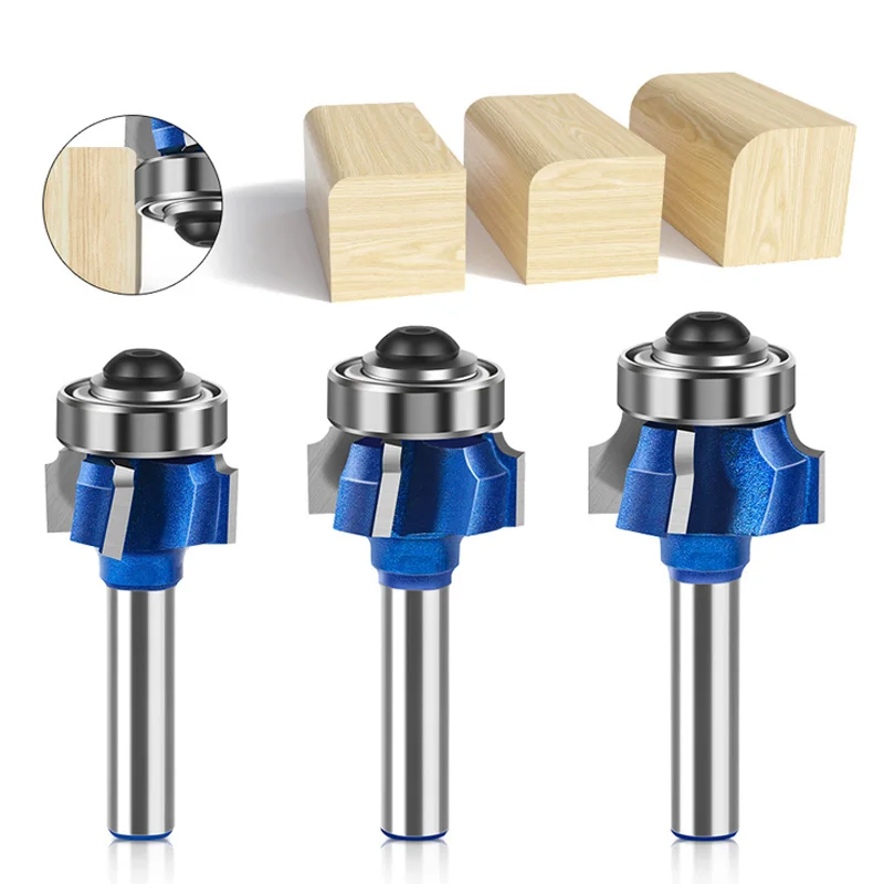

6mm/6.35mm/8mm 1/4 Shank Corner Round Router Bit R1 R2 R3 Circular chamfer Trim Edging Woodworking Mill Cutter Bit for Wood
