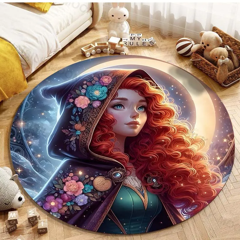 5 Sizes Disney Brave Merida Princess Printing Round Carpet Living Room Bedroom Table and Chair Sofa Decorative Carpet and Rug