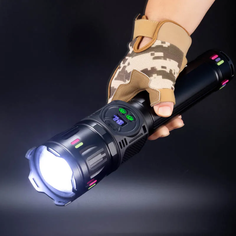 Outdoor Strong Light Laser Flashlight With High Lumen And Long Battery Life Rechargeable Portable Camping Flashlight