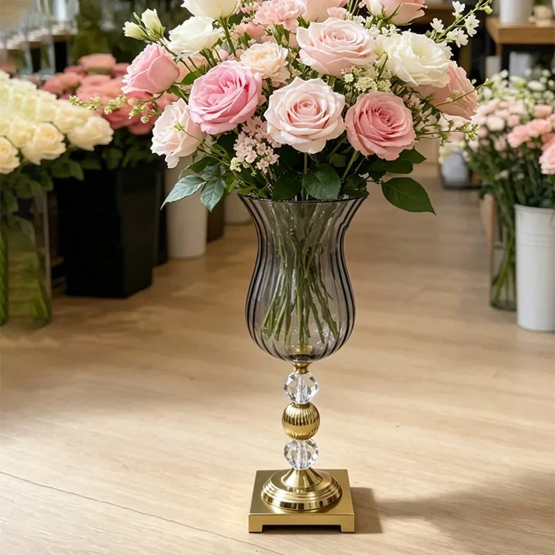 Light luxury living room ornament model room hanging bell glass wrought iron vase wedding props arrangement hotel dining