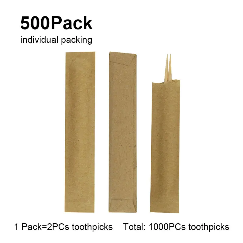 

1000PCs Hotel Toothpicks Disposable Fruit Tooth Picks Household Bamboo Toothpicks Restaurant Tooth Sticks Kraft Paper Packing